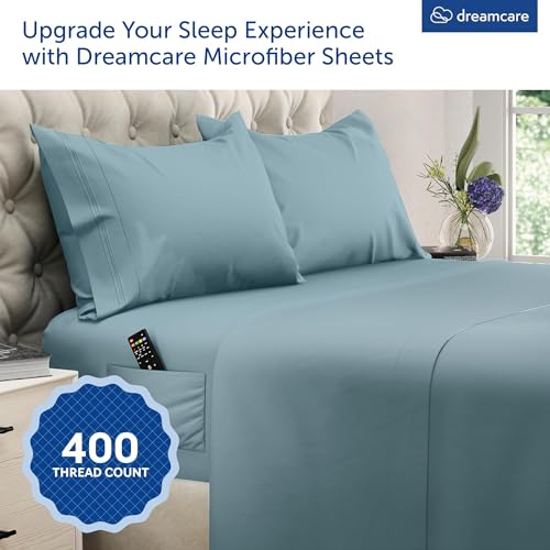Image of DREAMCARE California King Sheet Sets - 4 pcs Breathable Cooling Sheets - up to 15 inch Deep California King Sheets with Side Pockets - Extra Soft 100% Brushed Hypoallergenic Hotel Luxury Bedding - Beige