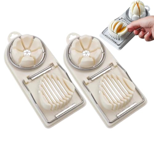 HERCHR 2pcs Egg Slicer for Hard Boiled Eggs 2 Slice Modes, Egg Slicer for Hard Boiled Eggs Egg Cutter Strawberry Slicer, Kitchen Dicer for Strawberry, Mushroom, Grape, Cherry Tomato