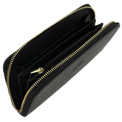Italian Genuine Leather Wallet For Women Credit Card Organizer Zip Around - Black2