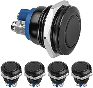 5 szt. metalowy chwilowy przełącznik przyciskowy, Linkstyle 12 V wodoodporny okrągły włącznik/wyłącznik przycisk startowy do otworu montażowego 16 mm 5/8 cala do samochodu, samochodu, samochodu,