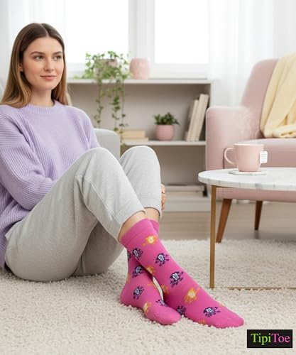 Image of Tipi Toe Women's Fun Patterned Dress Socks, 12-Pack Lightweight Colorful Crew Socks, Casual Novelty Assorted Designs