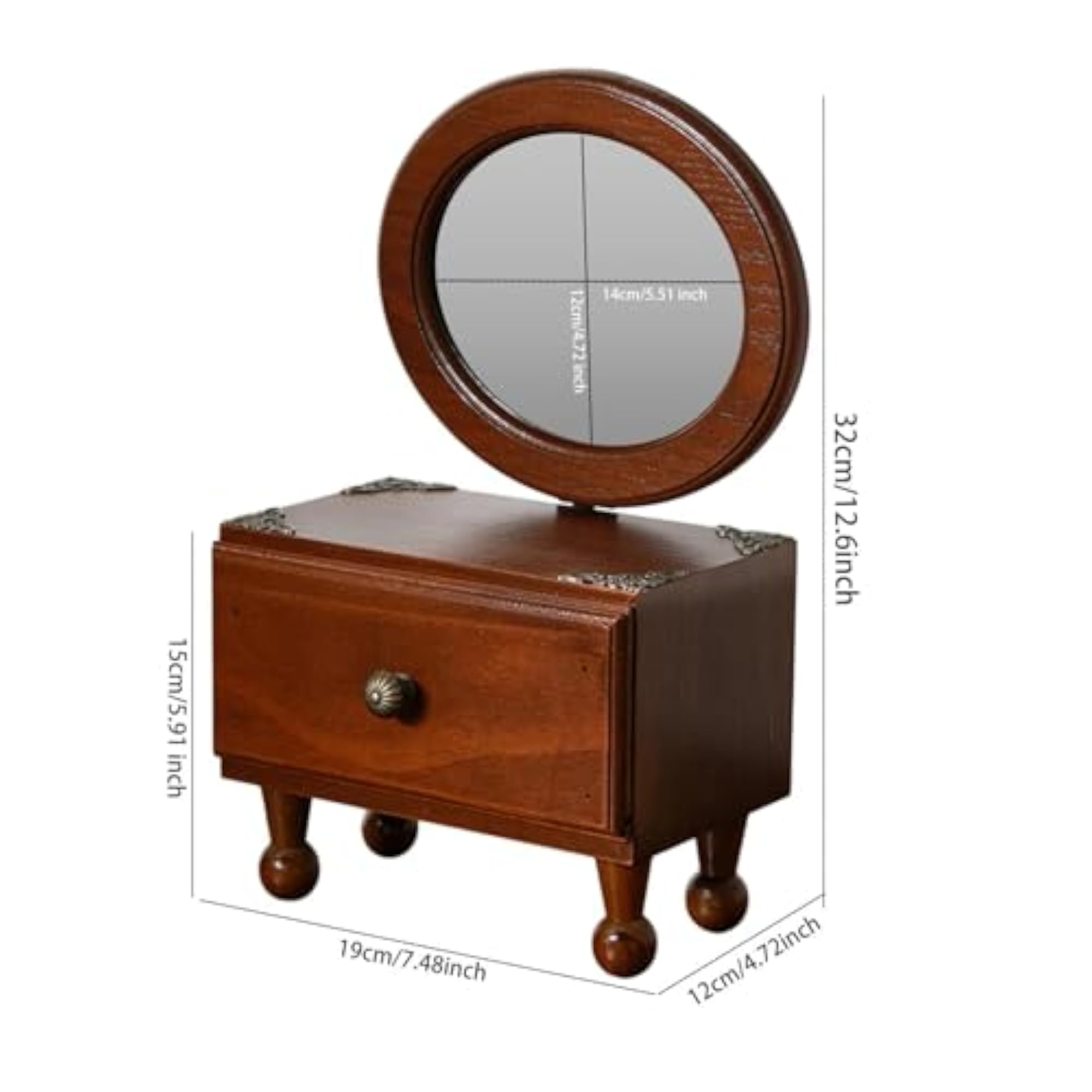 VELURA Retro Elegant Oval Tabletop Mirror for Makeup