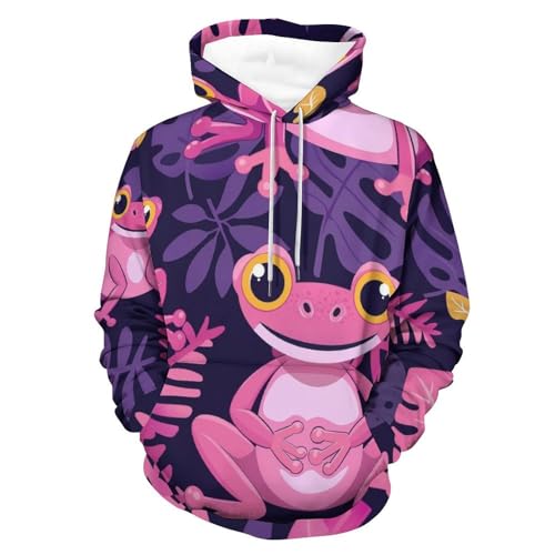 Sweat à capuche grenouille violette de bande dessinée unisexe taille S