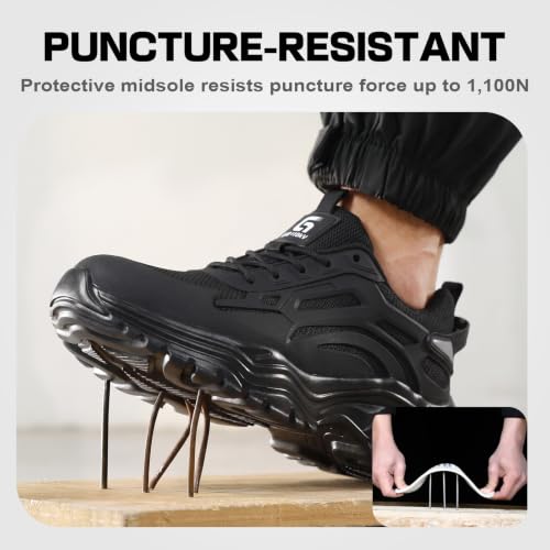 Image of Steel Toe Shoes for Men, Lightweight Safety Work Shoes