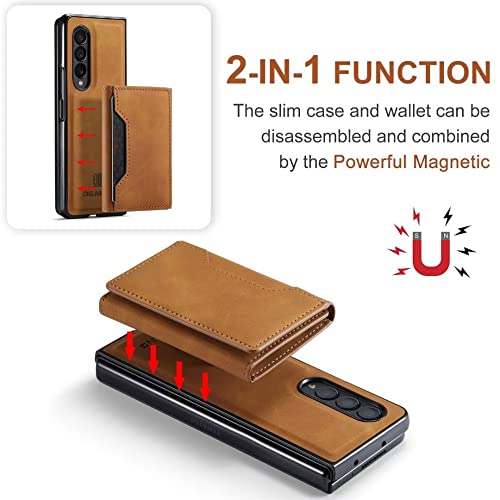 Housse de support en cuir véritable style café pour Samsung Z Fold 4 et 3