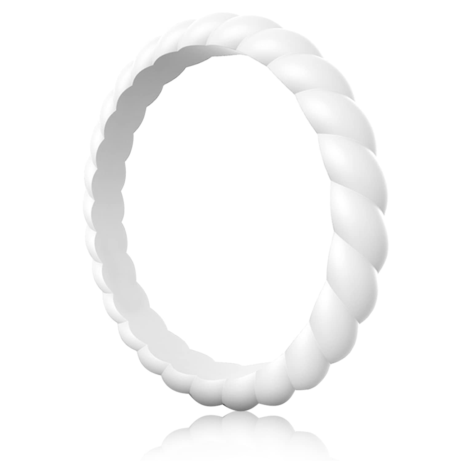 Egnaro Women's Braided Silicone Wedding Ring, Stylish Stackable Rubber Band