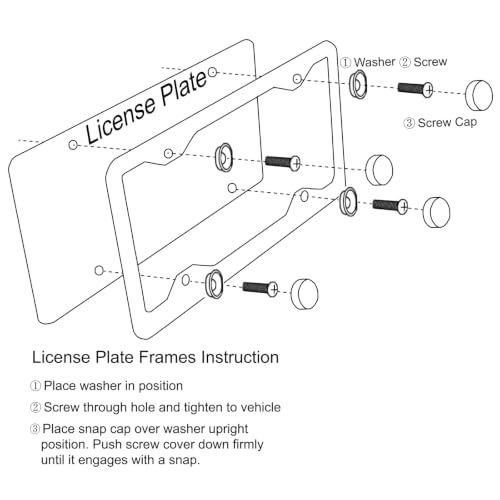 Image of 2PCS Solid Silver License Plate Frames, Solid Rust-Proof Stainless Steel Holder with 4 Holes, Universal Car Frame for Women and Man, Including Screws, by Lengnoyp