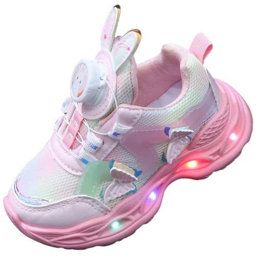 ZOUPREME Zapatillas Elsa Deportivas Luces para Niñas, Zapatos Princesa Luminosas para Niños, Girls Casual Sports Shoes Sneaker (B1-Rosa-Mesh2,28)
