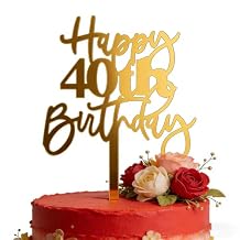 1 PCS Happy 40th Birthday Cake Topper, Acrylic Gold Cheers to 40 Years Birthday Cake Decoration 40 Fabulous Cake Charm for Happy 40th Birthday Anniversary Party Decorations Supplies 40