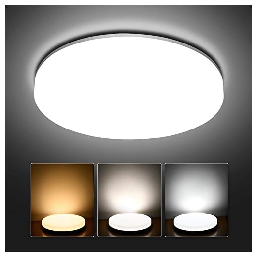 LED Ceiling Light Fixture Flush Mount 20W Bright Lighting Equivalent to 180W Lamp 11 Inch 2400LM Close to Ceiling Lights 3 Color in 1 for Hallway Bedroom Closet Kitchen Office,3000K/4000K/5000K