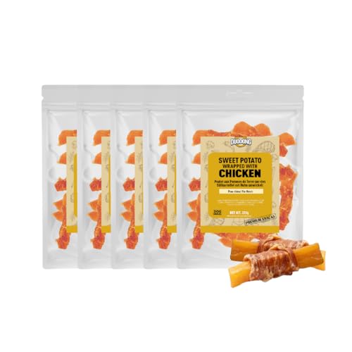 Chicken & Sweet Potato Dog Treats, Natural High Protein Chews, Healthy Edible Snacks for All Breed Dogs, Training & Reward Treats (1115g (5packs))