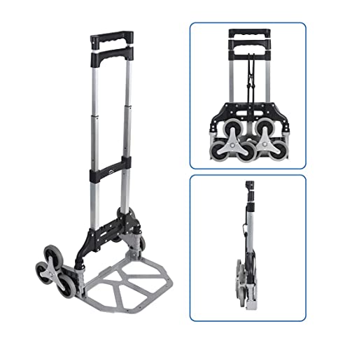 Image of Welbuilt 75 Kg Stair Climbing Metal Hand Truck, Portable Strong Cart with Foldable Platform and Extendable Handle Ideal for Home, Office & Industrial Use | 1 Year Warranty (75 Kg Stair Climbing)