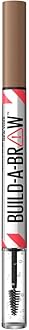 Maybelline New York, Build A Brow: 2 in 1 Brow Pen + Sealing Gel, Real-looking, Fuller Brows, Waterproof, Sweat- & Smudge-resistant, 24H Wear, Vegan Formula, Shade 255: Soft Brown