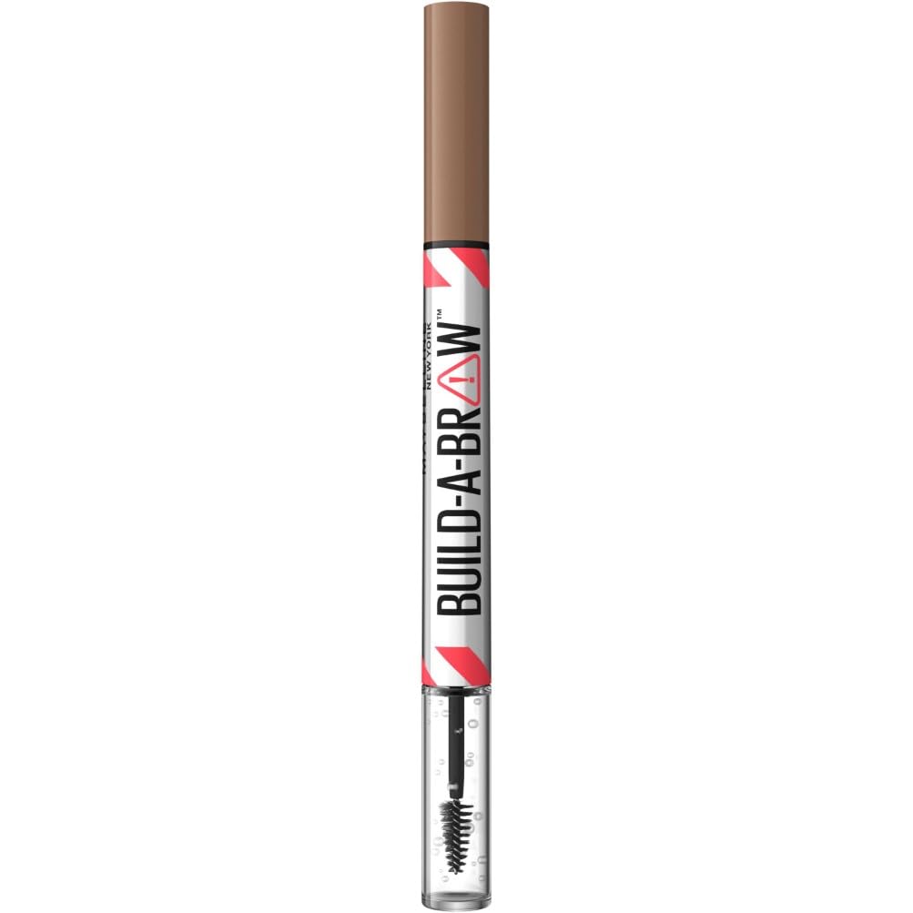 Maybelline New York, Build A Brow: 2 in 1 Brow Pen + Sealing Gel, Real-looking, Fuller Brows, Waterproof, Sweat- & Smudge-resistant, 24H Wear, Vegan Formula, Shade 255: Soft Brown