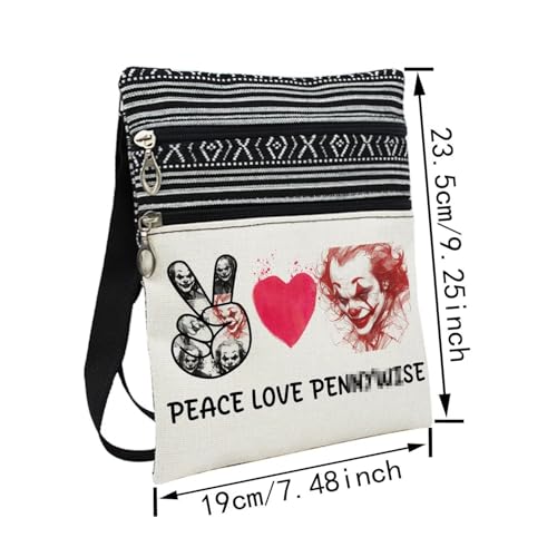 Clowns Messenger Bag Small Ethnic Pattern Printed Adjustable Strap Crossbody Zipper Bag Phone Bag Wallet Cute Shoulder Handbag for Horor Movie Fans Women2