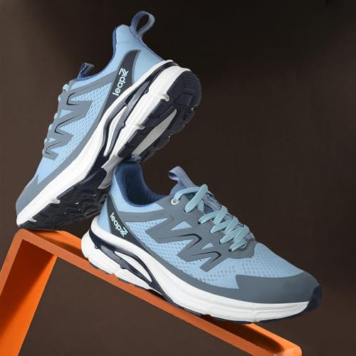 Image of Liberty Leap7x MEKSHAW-1E Lacing Sports Running Shoes for Men - Black & Blue | Comfortable and Durable Lace-Up Closure - Suitable for Lacing Walking, Gym, Jogging Shoes for Gents - Cushioned Footbed
