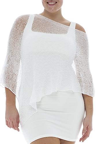 Image of Back From Bali Womens Plus Size Sheer Poncho Shrug - Lightweight Knit Pullover Bolero Sweater 2X 3X 4X