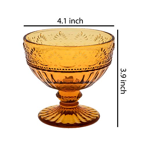 Whole Housewares Glass Ice Cream Bowls - Vintage Pressed Pattern Glass Dessert Bowls - Trifle/Fruit/Salad/Sunday Small Ice Cream Bowl, Solid Glass Multi Color, Set Of 4 #TOP1