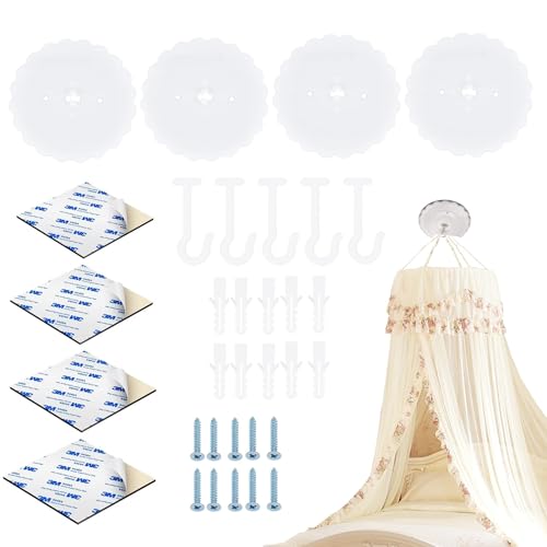 6 Juegos Ganchos Mosquitera, Ganchos de Dosel, Cúpula Mosquitera Ganchos, Mosquitera de Techo Ganchos, Ganchos Adhesivos de Plástico para Techo, para Mosquitera, Plantas, Macetas, Linternas