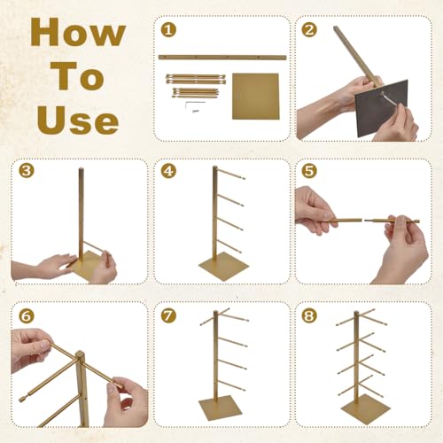 UNICRAFTALE Einstöckiger Goldener Sonnenbrillenständer Aus Edelstahl Mit Quadratischem Sockel (4cm /12x12x33.2 Zoll) – Ideal Für Zuhause Büro Boutique Oder Geschäft.