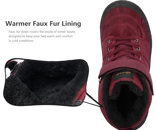 Boys Girls Snow Boots Winter Slip On Warm Fur Lined Shoes Lightweight Water-Resistant Cold Weather Boot (Little Kid/Big Kid)2