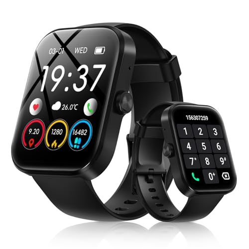 Canareen Reloj Inteligente Smartwatch Hombres Mujeres con Pantalla Táctil HD de 1,91' 118+para Modos de Deporte Reloj Fitness con Pulsómetro Monitor de Sueño Podómetro, Android iOS Negro