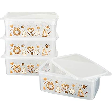 MiraHome Keksdosen Plätzchendose 4er Set rechteckig 2,5l transparent Cover