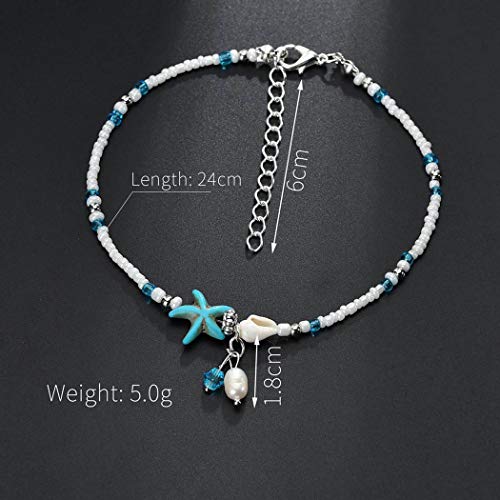 Jeweky Boho Starfish Anklets Blue Ankle Bracelets Pearl Chain Beach Foot Jewelry For Women And Girls #TOP5