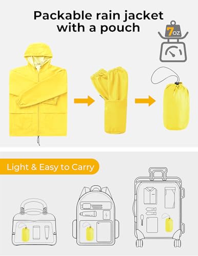 Image of COOFANDY Mens Packable Rain Jacket Lightweight Waterproof Raincoat with Hood Outdoor Rain Gear Travel Hiking Cycling