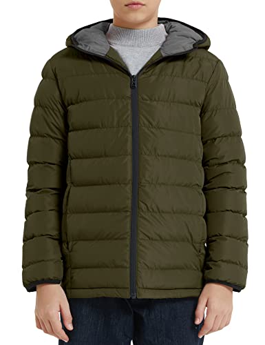 wantdo Boy waterproof Puffer Coat and Lighweight Puffer Jacket (Army Green 8)4