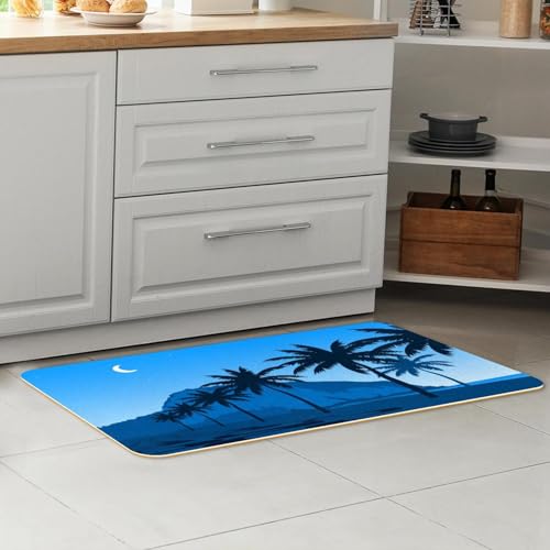 Alfombrillas de cocina VAPOKF con patrón de árbol de coco juego de 2 piezas lavables 7