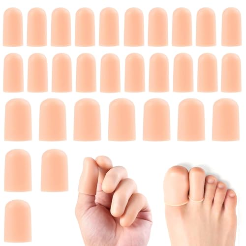 ZHITENG 30 Stück Zehenschutz Silikon, Hautfarbene Zehenschutz Großer Zeh, Wasserdicht Silikon Zehenschutz für Große und Mittlerer Zeh, Blasen Hühneraugen und Hammer Zehen für Damen und Herren
