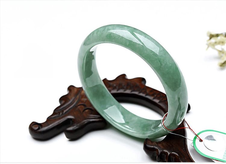 Image of Women's Cyan Jade Bracelet | Hand-Carved Classic Fashion Accessory | Genuine Jade Stone Bangle