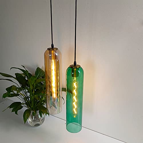 Lámpara colgante lineal tubo largo con pantalla cristal comedor 6