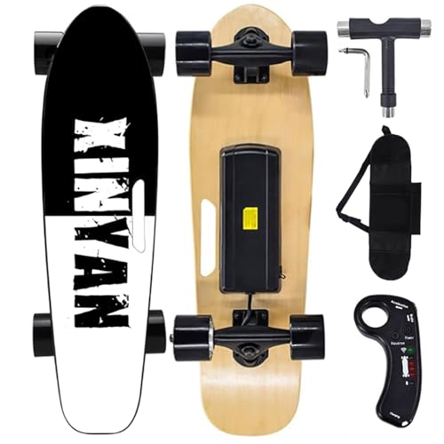 NzEupno Skateboard éLectrique pour Adultes, Cruiser, Autonomie De 8 Km, Freins Souples avec TéLéCommande Et Sac à Dos, PoignéE De Transport Facile pour Adolescents DéButants K