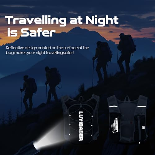 Donaky Running Vest Backpack Bag Women Men Lightweight Running Backpack Reflective Breathable Run Hydration Vest for Outdoor Sport Cycling Climbing Hiking Trail Marathon, Black - Image 6