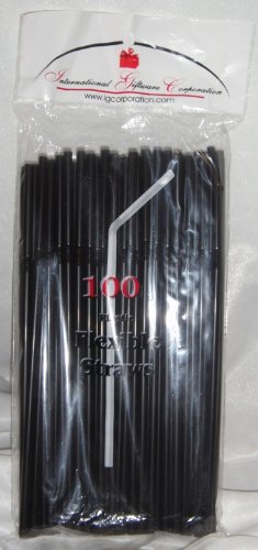500 Pitillos Flexibles Negros para Fiesta miniatura 1
