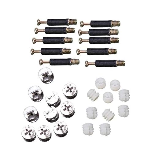 Yardwe Conectores de muebles Accesorios de leva Tuercas pre-insertadas Pasadores Tornillos Tuerca de fijación para muebles de madera Armario Cajón 10 juegos