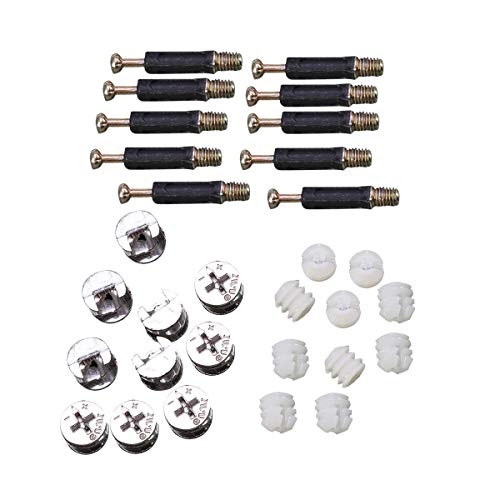 Yardwe Furniture Connectors Cam Fittings Pre-Inserted Nuts Dowels Furniture Screw-in Nut for Wood Furniture Cupboard Drawer 10 Sets