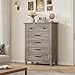 GarveeHome 5 Dresser for Bedroom, 41.3 in Tall Vertical Drawer Dresser with Large Storage, Freestanding Wooden Closet Chest for Bedroom, Living Room, Ash Grey