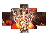 TUMOVO Bedroom Decor Wall Art Indian Ganesha Wall Decor 5 Panel Wall Decoration for Living Room Hind