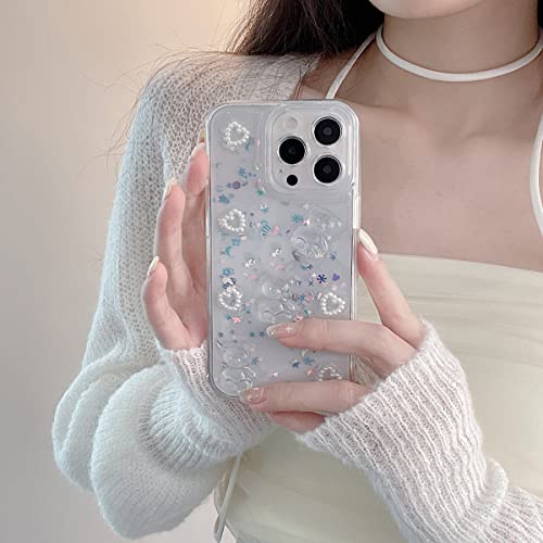 Fycyko Phone Case For Iphone 13 Pro,Cute 3D Bear Glitter Bling Clear Design For Iphone 13 Pro Case Women Girl Shockproof Camera Protect-6.1'' #TOP2