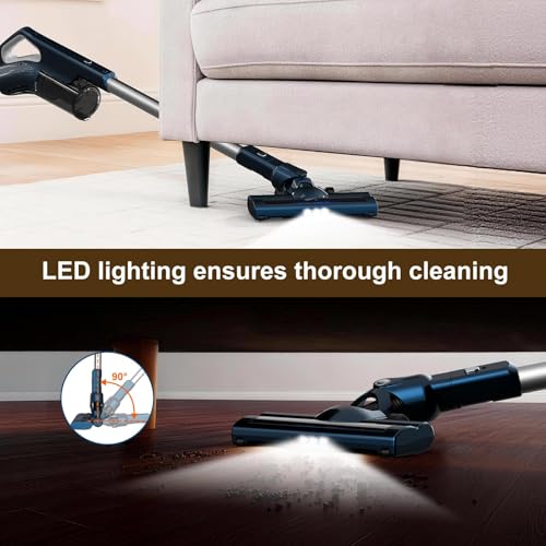 Image of Corded Stick Vacuum Cleaners For Home, 500W Powerful Suction With Washable Filter, LED Light & 16.7ft Power Cord, One-Touch Release Dust Cup, Converts To Handheld Vacuum For Pet Hair Hard Floor Carpet