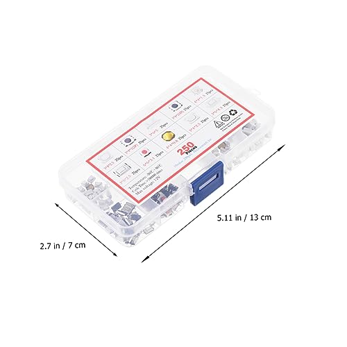 Interruptor de Botón Pulsador microtáctil momentáneo para placa de circuito y proyectos 250 uds 4