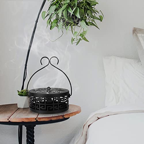 Bfttlity Portable Iron Mosquito Coil Holder With Handle Retro Incense Holder Use For Home Outdoor (Black) #TOP2