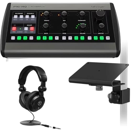 Behringer PowerPlay 16 P16-M 16-Channel Digital Personal Mixer - Bundle with PowerPlay 16 Mounting...