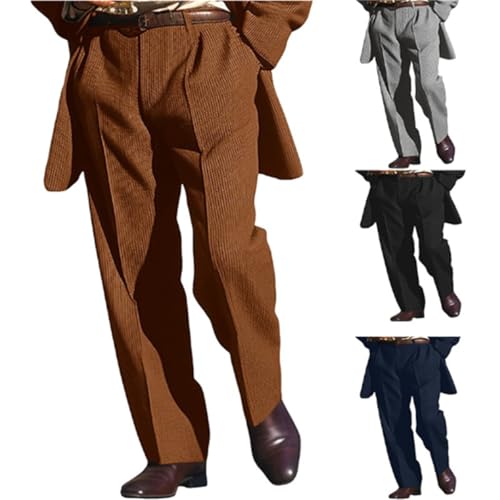 Men's High-Rise Pleated Corduroy Pants - Classic Fit Dress Pants2