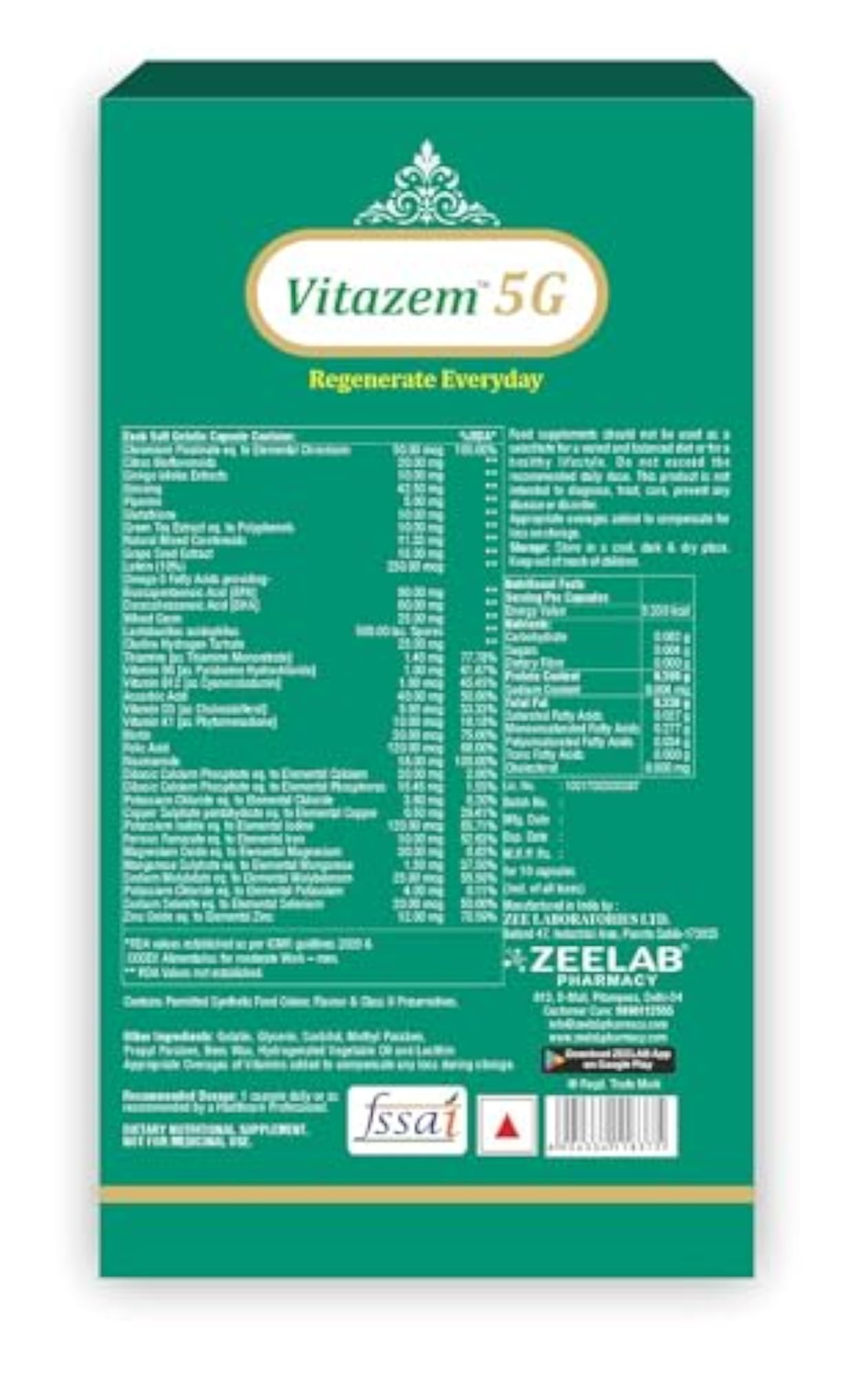 Zeelab Vitazem Soft Gelatin Capsules, Multivitamin Supplement
