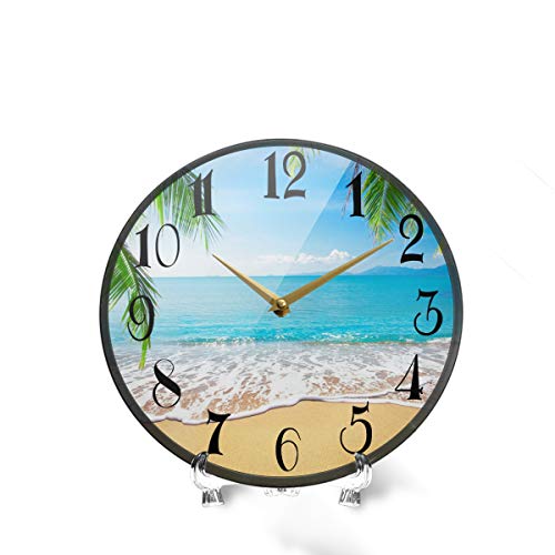 ALAZA Palm Trees Hawaiian Tropical Seashore Beach Acrylic Painted Silent Non-Ticking Round Wall Clock, 12 Inch Battery Operated Quiet Bathroom Clock for Living Room Bedroom Kitchen - Image 4