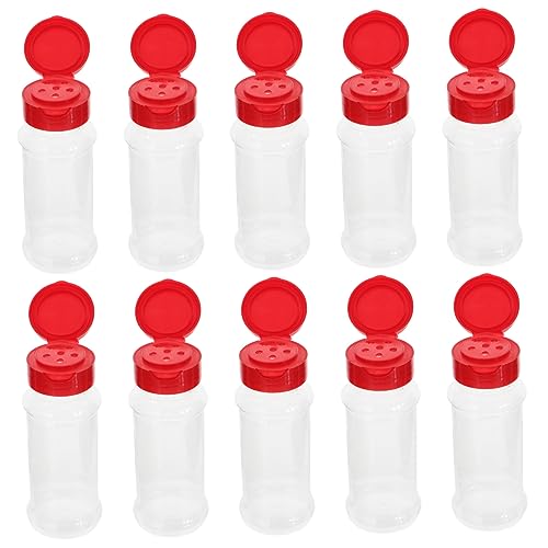 minkissy 10pcs Kitchen Seasoning Bottle Set 150ml Plastic Sub Bottles Shaker Lids for Pepper Cumin Chili Powders Easy Open Close Design